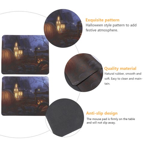 2PCS Anti-slip Mouse Pad Halloween Pumpkin Pattern Mouse Mat Desk Accessories - 第 7/12 張圖片