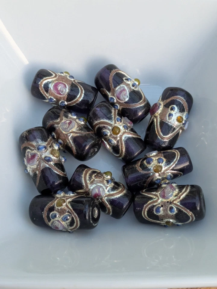 lampwork tube beads wedding cake stunning beads x10 - Image 2 of 3