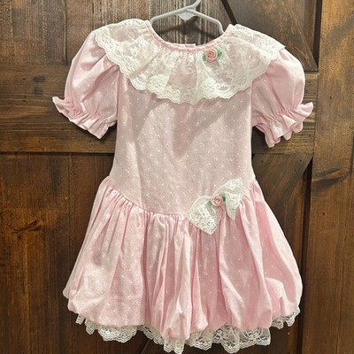 Beautiful Vintage Mothercare 3T Pink lace dress with flower details