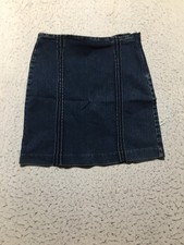 VTG Calvin Klein Denim Skirt Womens 6 Blue Zip Side Front Seams