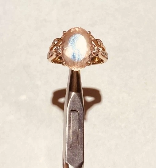 Anillo de morganita de 13,45 quilates de 14 k más banda de oro rosa de 14 k con diamantes de 0,085 k talla 7 Foto 4 de 4