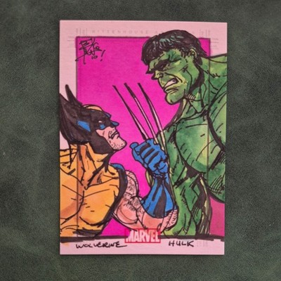 1/1 Wolverine vs Hulk Sketch Card Marvel SketchaFEX Original Art Rittenhouse 