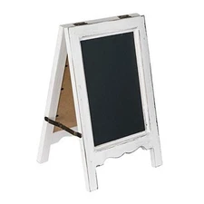 15 inch Mini Tabletop Wooden A-Frame Double-Sided Slate Chalkboard Sign White