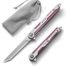 Pink Pocket Knife for Women Men, 3.14 '' 7CR13Mov Steel Tanto Blade Small EDC...