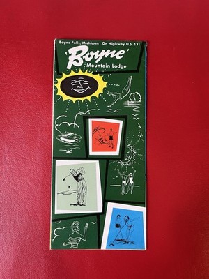 Vintage Tourist Brochure Boyne Mountain Lodge Boyne Falls MI Michigan 1950s