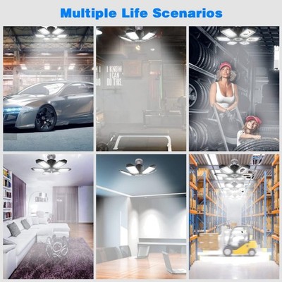 Professional Grade 2-Pack Deformable LED Garage Lights - Easy Tool-Free Install
