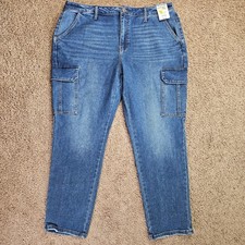 Terra  Sky Cargo Straight Jeans Womens 16W High Rise Denim Stretch NWT