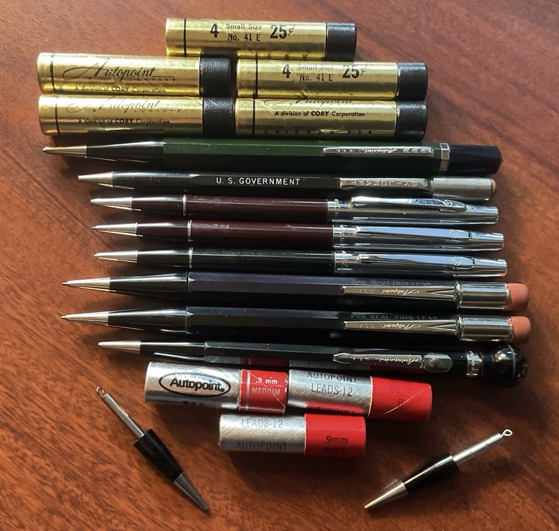 AUTOPOINT LOT OF 7 (PLUS) ASSORTED PENCILS 100% WORKING = GREAT FOR A COLLECTOR