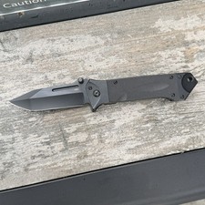 Grand Way Spring Assisted Tanto Knife 3.5 440C Black Tactical EDC