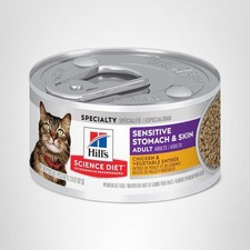 Hill  s Science Diet Sensitive Stomach Wet Cat Food, Chicken, 2.9 oz x 24 Cans