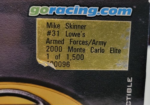 2000 ELITE 1/24 Mike Skinner #31 Lowes Armed Forces/Army #329/1500 PN 400096 NIB - Picture 4 of 10
