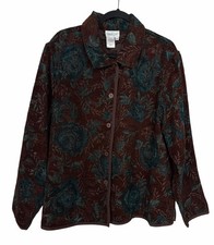 Vintage Coldwater Creek Brown Tapestry Jacket Lightweight Sz XL