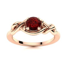 925 Sterling Silver Garnet Stone Prong Wife Solitaire Statement Ring