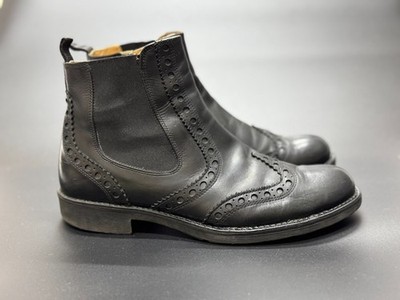 Nero Giardini Black Chelsea Boots EU 42 Leather Italy Brogue Zip
