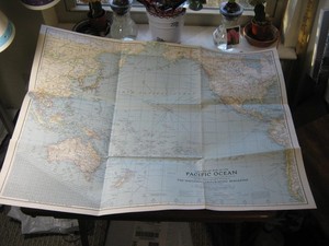 VTG THEATER OF WAR IN THE PACIFIC OCEAN MAP National Geographic February 1942