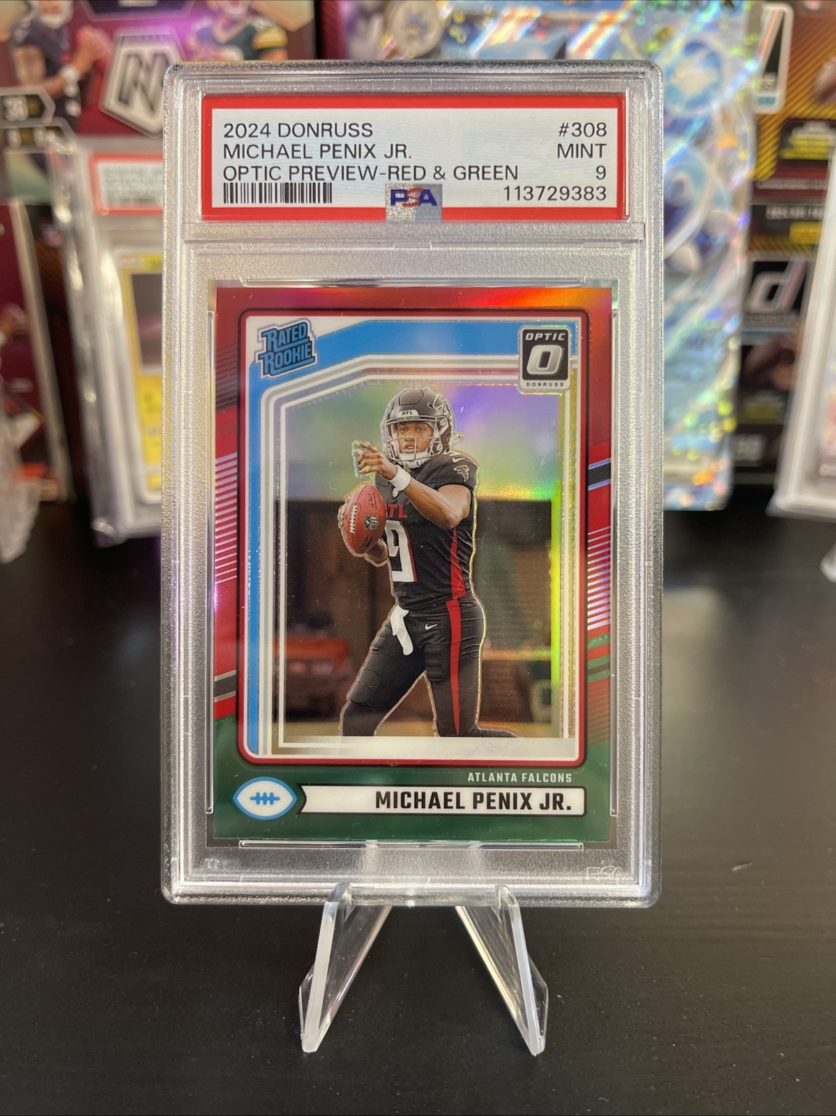 2024 Donruss Optic Preview Michael Penix Jr. Red And Green PSA 9 Mint