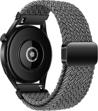 Gray White Braided Sport Band for Samsung Galaxy Watch 20mm 22mm Models