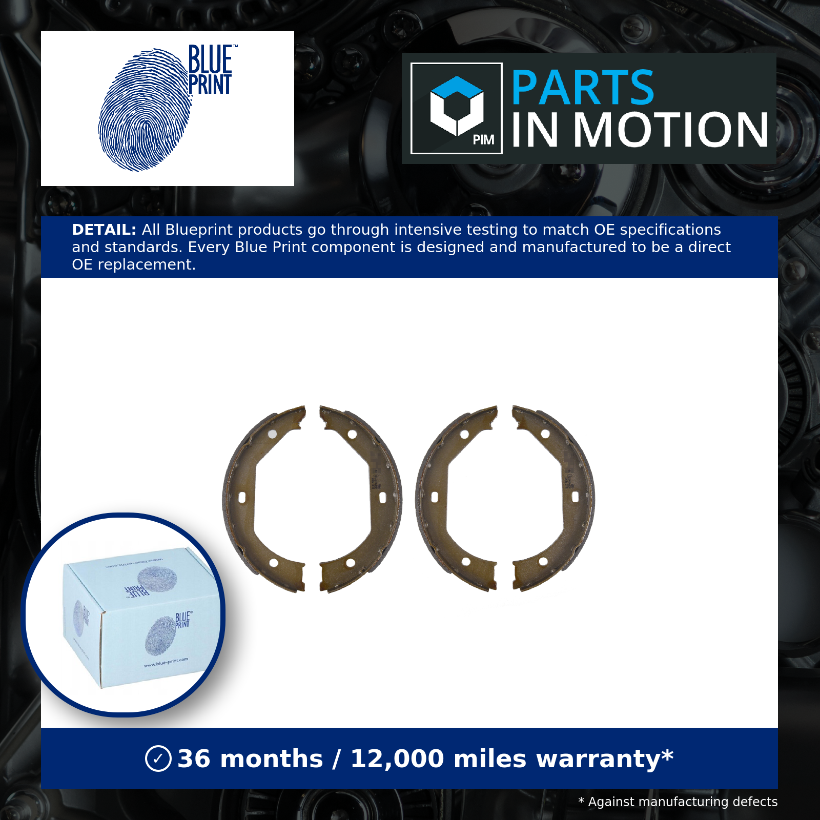 Handbrake Shoes Set fits BMW 520 E39 2.0 2.2 96 to 03 Parking Blue Print Quality - Image 11