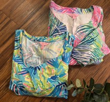 LOT OF 2 🌸 Lilly Pulitzer Medium Dress Lot Tonic Long Sleeve Floral Palm Beach