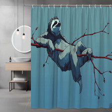 Sloth Shower Curtain Blue Branch Wall Art Print