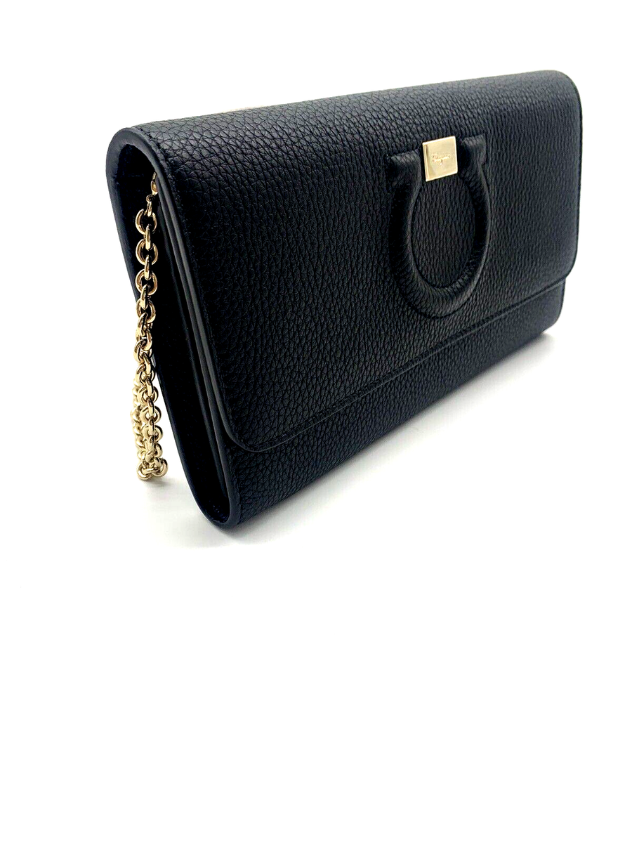 AUTH Salvatore Ferragamo Gancini City Leather Wallet on a