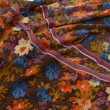 Indian Vintage Sari Brown Pure Georgette Silk Printed Sarees Sewing 5yd Fabric