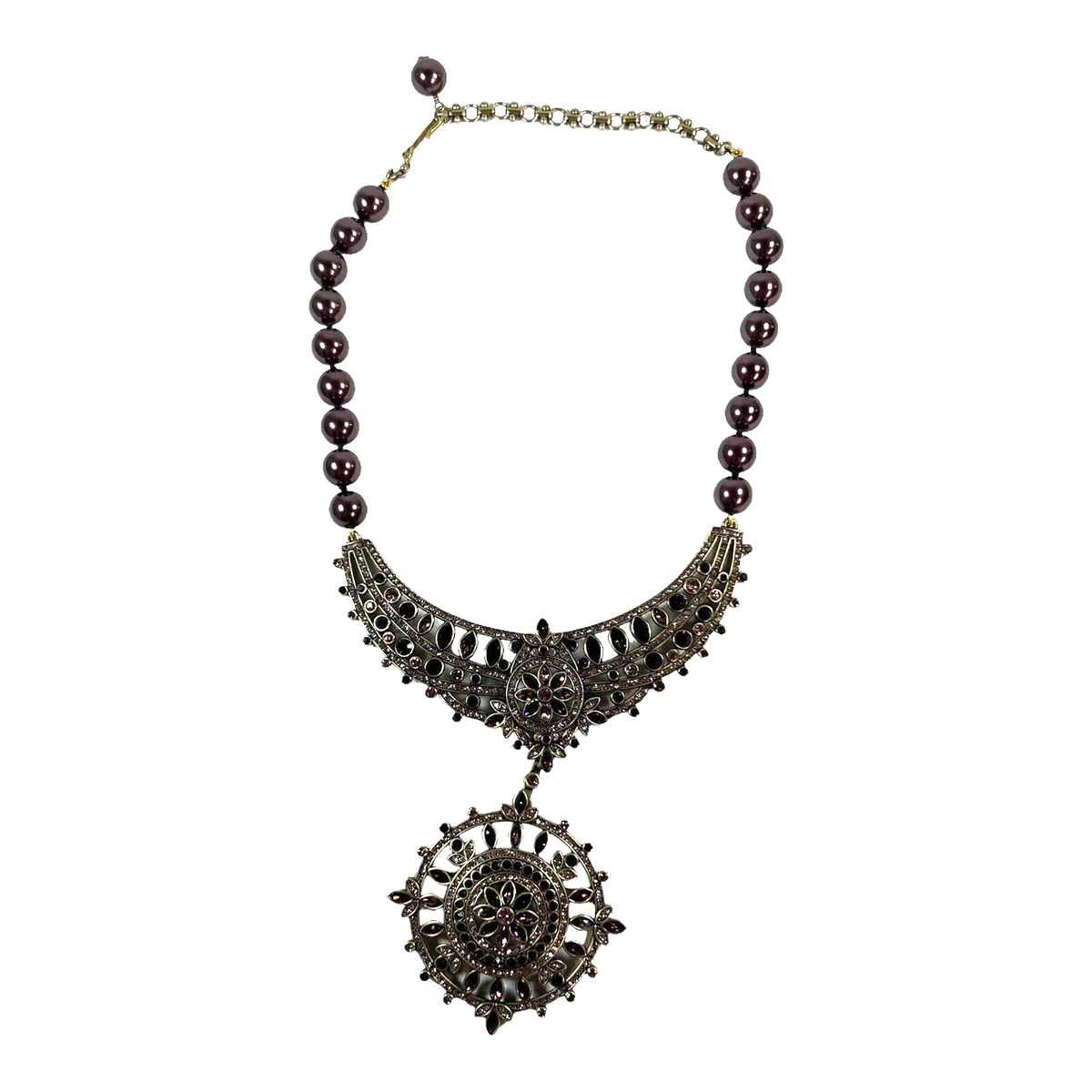 Heidi Daus French Twist Necklace with Removable Brooch Set