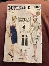 Vintage Sewing Pattern Butterick 3465 Dresses Printed Pattern SMB