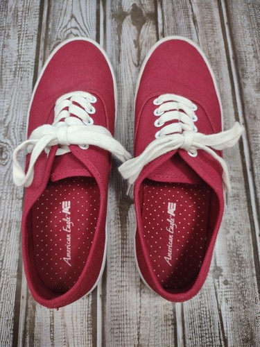 Zapatillas de tenis de lona American Eagle AE para niñas talla 5.5 Rojo Blanco Clásico - Imagen 2 de 8