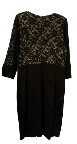 Women's Formal Black/Lace Vneck Pencil Skirt Bottom Lace Sleeves Sz XXL READ - Picture 3 of 5