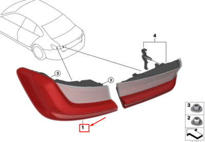 NEU BMW 3 G20 RÜCKLEUCHTE HINTEN LINKS 63217420449