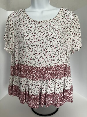 Planet Gold Ladies Pink Short Sleeve Spring Top XL