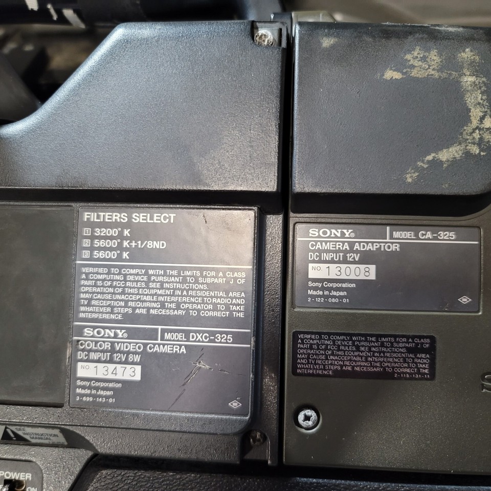 Sony DXC325/CA325 Used Professional Video Camera eBay