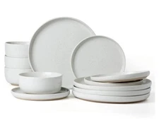 Famiware Milkyway Plates and Bowls Set, 12 Pieces Dinnerware Sets, Dishes Set