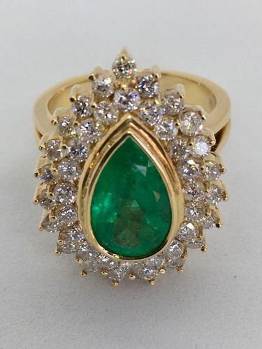 Heavy 7.40 ct AAA+ Colombian Natural Emerald & Diamonds Cocktail Ring Solid 18K - Picture 9 of 12