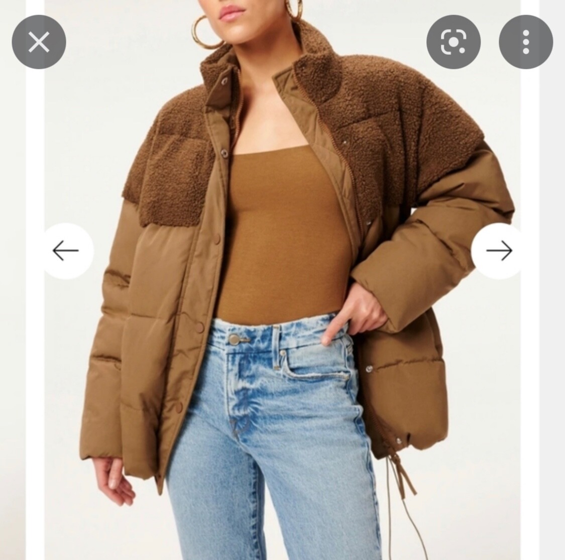 Good American Sherpa Mix Cocoon Puffer Jacket | eBay