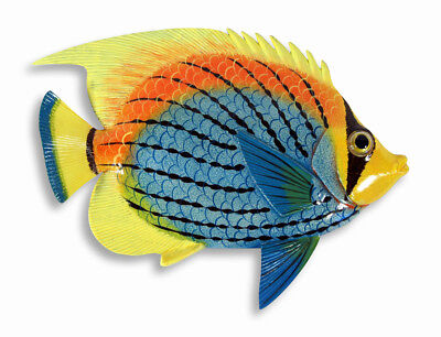Hand Painted Large 17" Tropical Fish Wall Mount Decor Sculpture Red Top U04W 