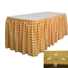 LA Linen Checkered Table Skirt 17-Ft L by 29"H with 10 L-Clips. Made in USA