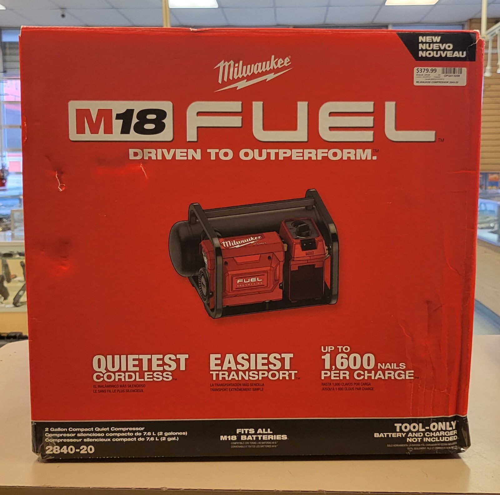 Brand New Milwaukee 2840-20 M18 FUEL 18V Brushless Cordless 2 Gal Compressor