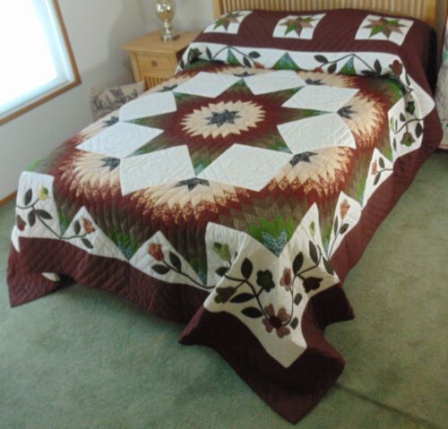 NEW! AMISH HANDMADE QUILT! ~ Improved Broken Star ~ 103 x 116 - Picture 1 of 24