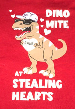 BOYS NEW 4T RED DINOSAUR SHORT SLEEVE T-SHIRT TEE DINOMITE AT STEALING HEARTS