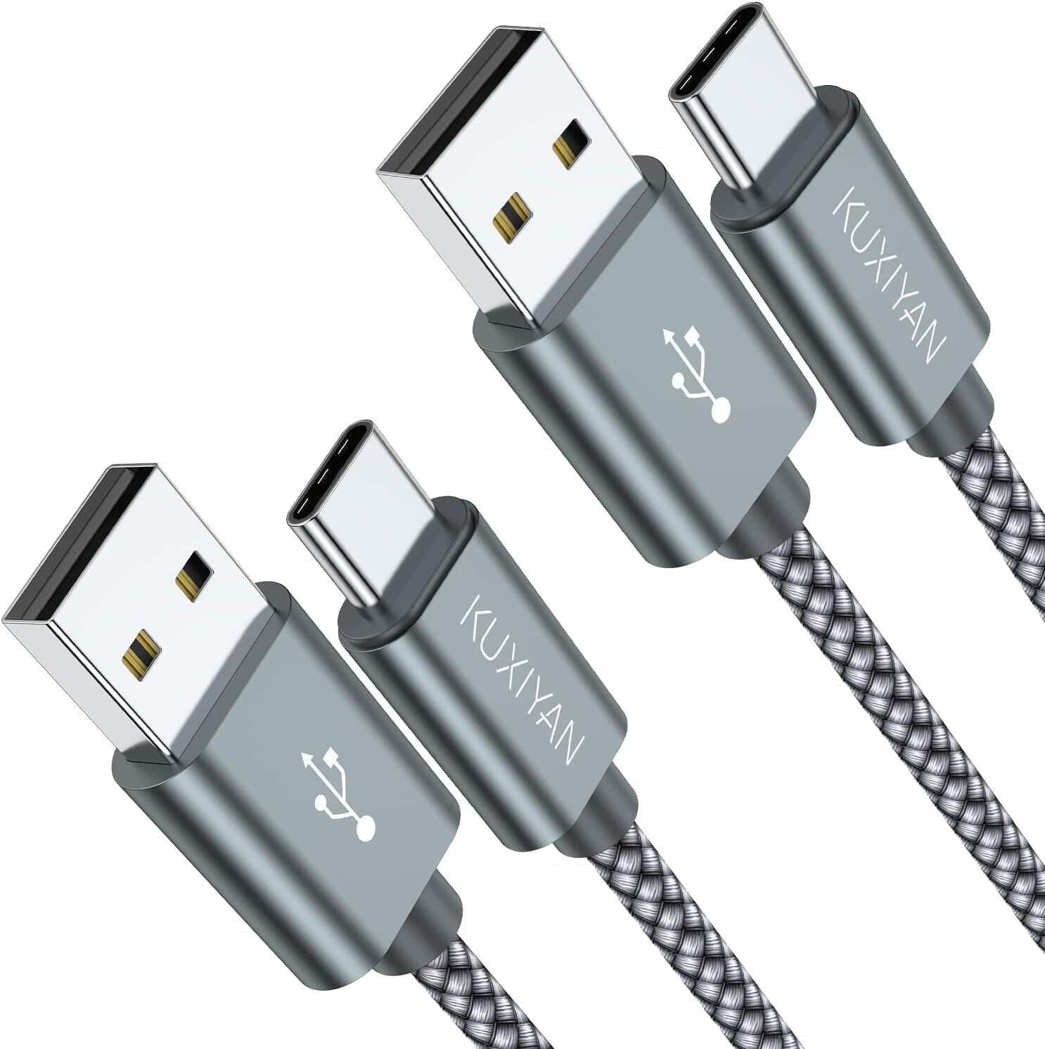 10FT USB C Fast Charging Cable 2-Pack - Nylon Braided Type C Charger