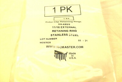 qty 5 - McMaster-Carr SH-68SS 11/16 External Retaining Ring Stainless Steet nib
