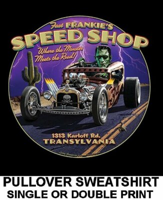 FRANKENSTEIN MONSTER SPEED SHOP HOT ROD COUPE GOTHIC SKULL CAR SWEATSHIRT AB3