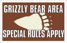 4" grizzly bear area special rules apply sticker decal made in the usa