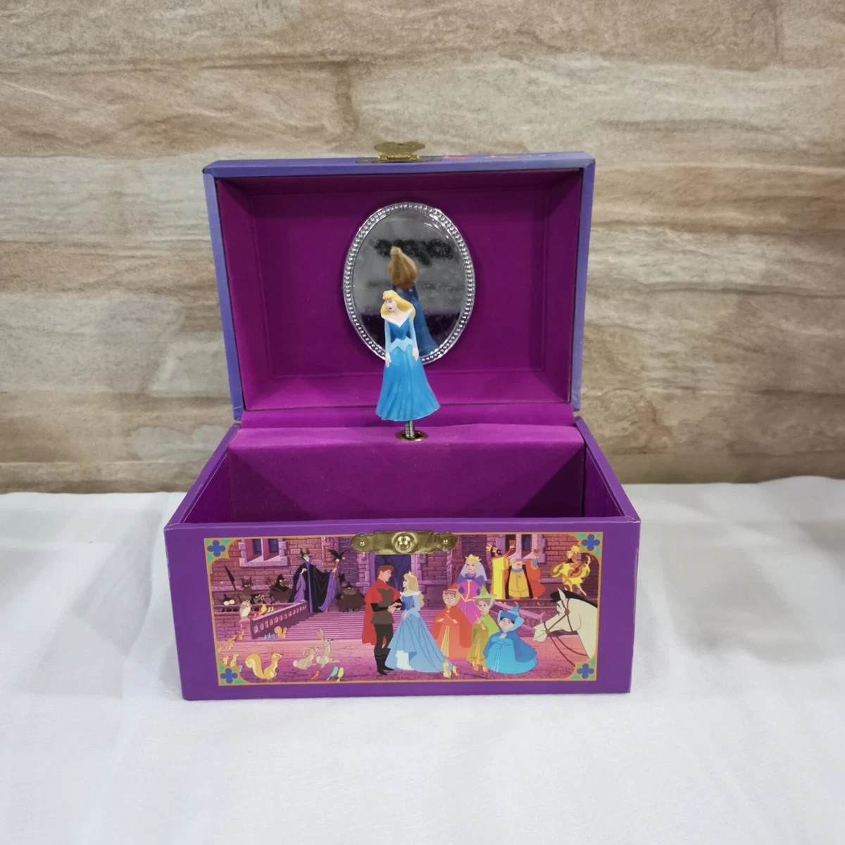 Disney Sleeping Beauty Aurora Spinning Vintage Jewelry Accessory Music Box