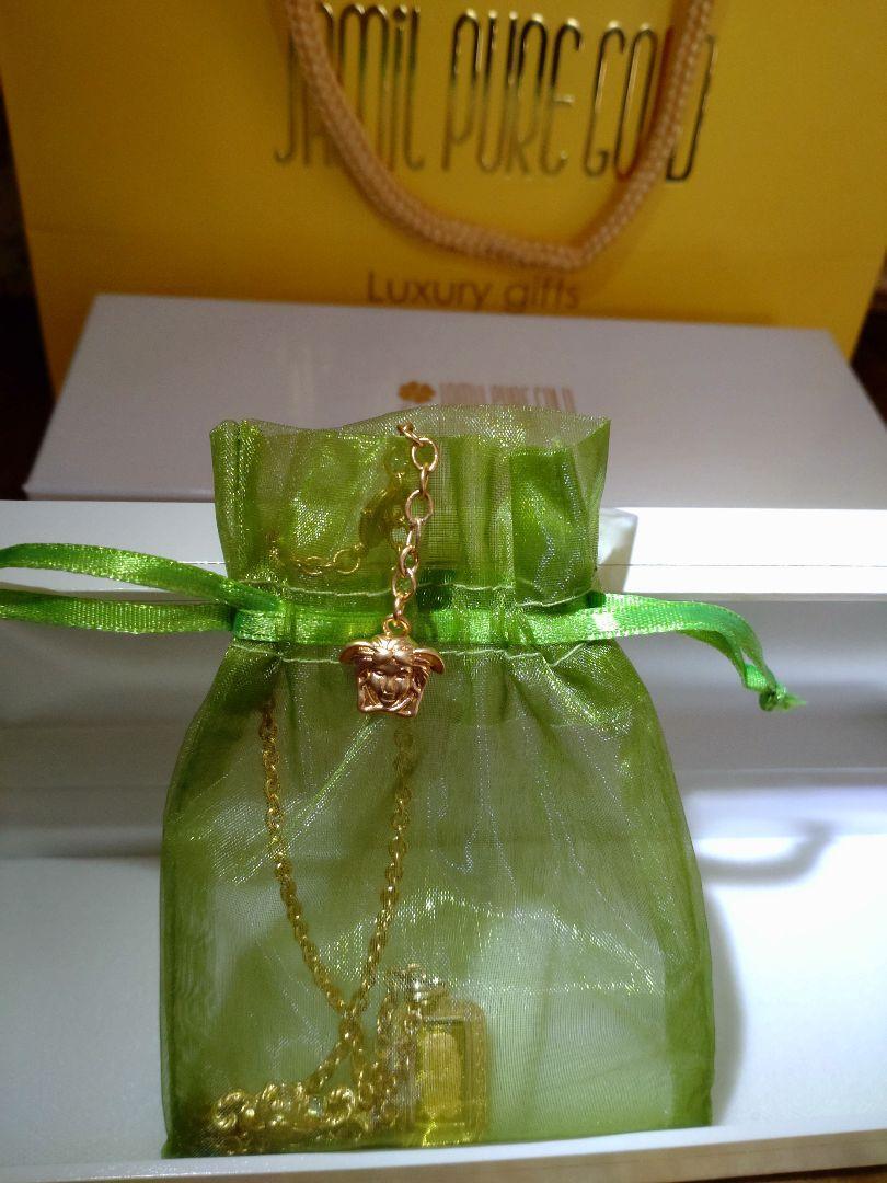 Versace Fortuna 1G Gold Ingot Necklace 14K Frame with Gems