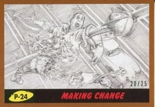 Mars Attacks The Revenge Bronze [25] Pencil Art Base Card P-24 Making Change