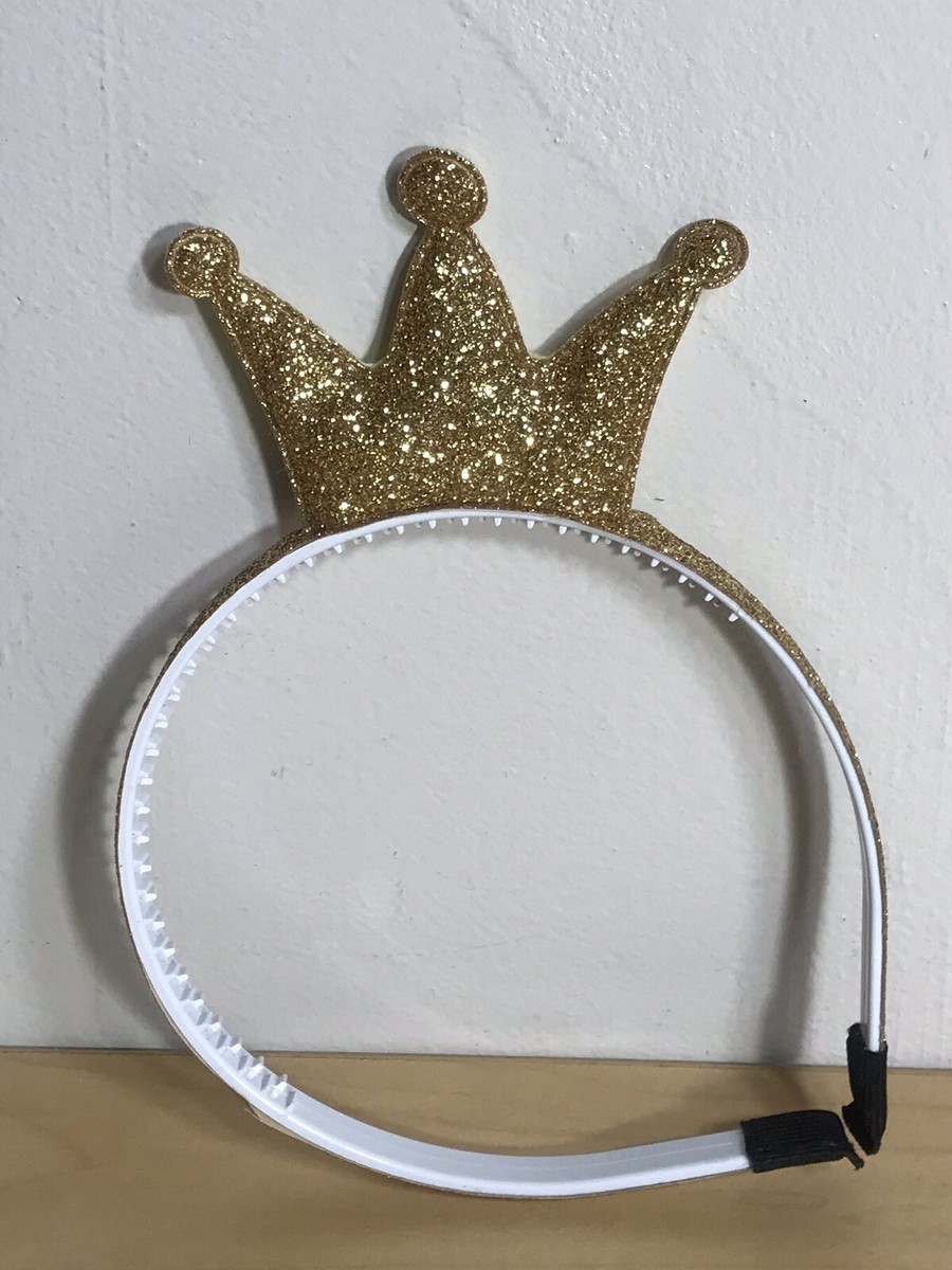 Girls Princess Crown Tiara Headband Gold Glitter Halloween Costume Play Dress  Up | eBay