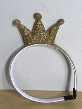 Girls Princess Crown Tiara Headband Gold Glitter Halloween Costume Play Dress Up